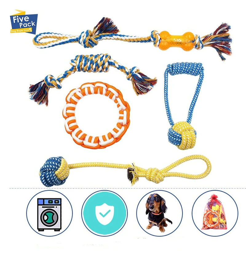 

5 Pack Dog Rope Toys Indestructible Durable Smart Dog Toys, Mix color