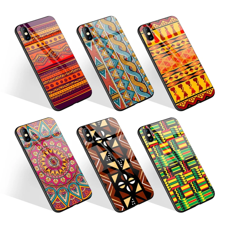 

Factory Custom Designer African Culture Totem Mobile Phone Case for iPhone 13 11 Pro Max Tempered Glass Cell Phone Cases