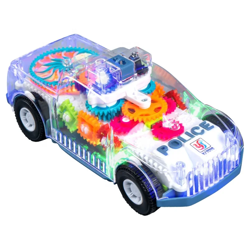 

New design Electrical transparent Gear Light Music toy vehicle Universal Electric Kids toys car model children Car Toys