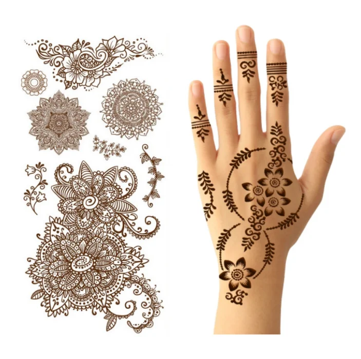 

Design Henna Tattoo Stencils Hands Body Color Henna Tattoo Stickers, Customized