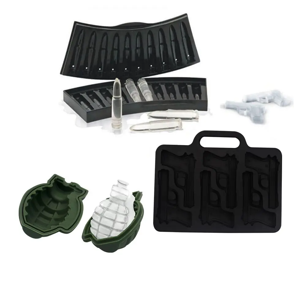 

BPA Free Pistol Grenade Shape Bullet Ice Maker Silicone Ice Cube Trays Making Cold Drink Fruit Juice Whisky Cocktail Beer