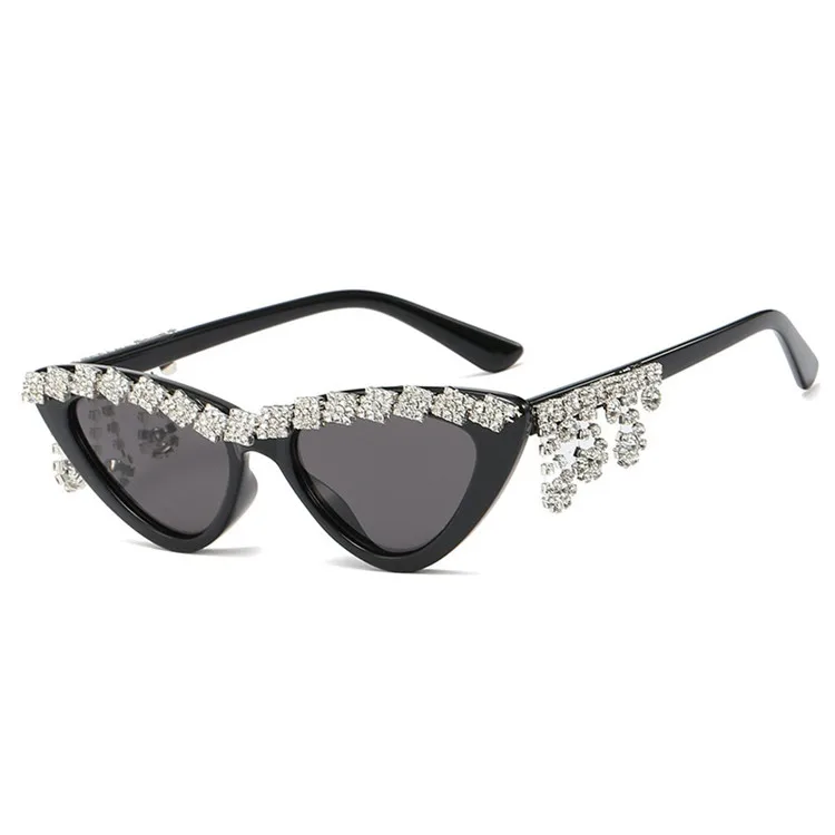 

Vintage Retro Women Cateye Sunglasses Rhinestone Crystal Bling Trim Jeweled Frame Costume Glasses, Mix color or custom colors