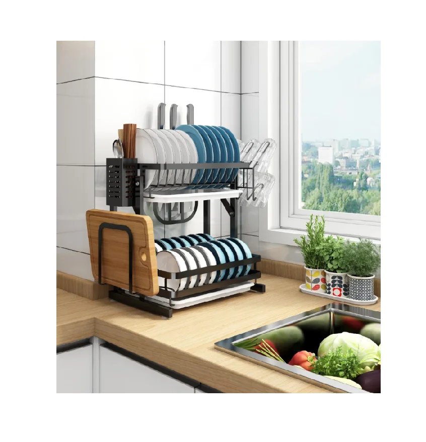 

2 tier dish rack stainless steel 2 tier dish drying rack stainless steel 2 layer dish rack dryer drainer tray plate bowl