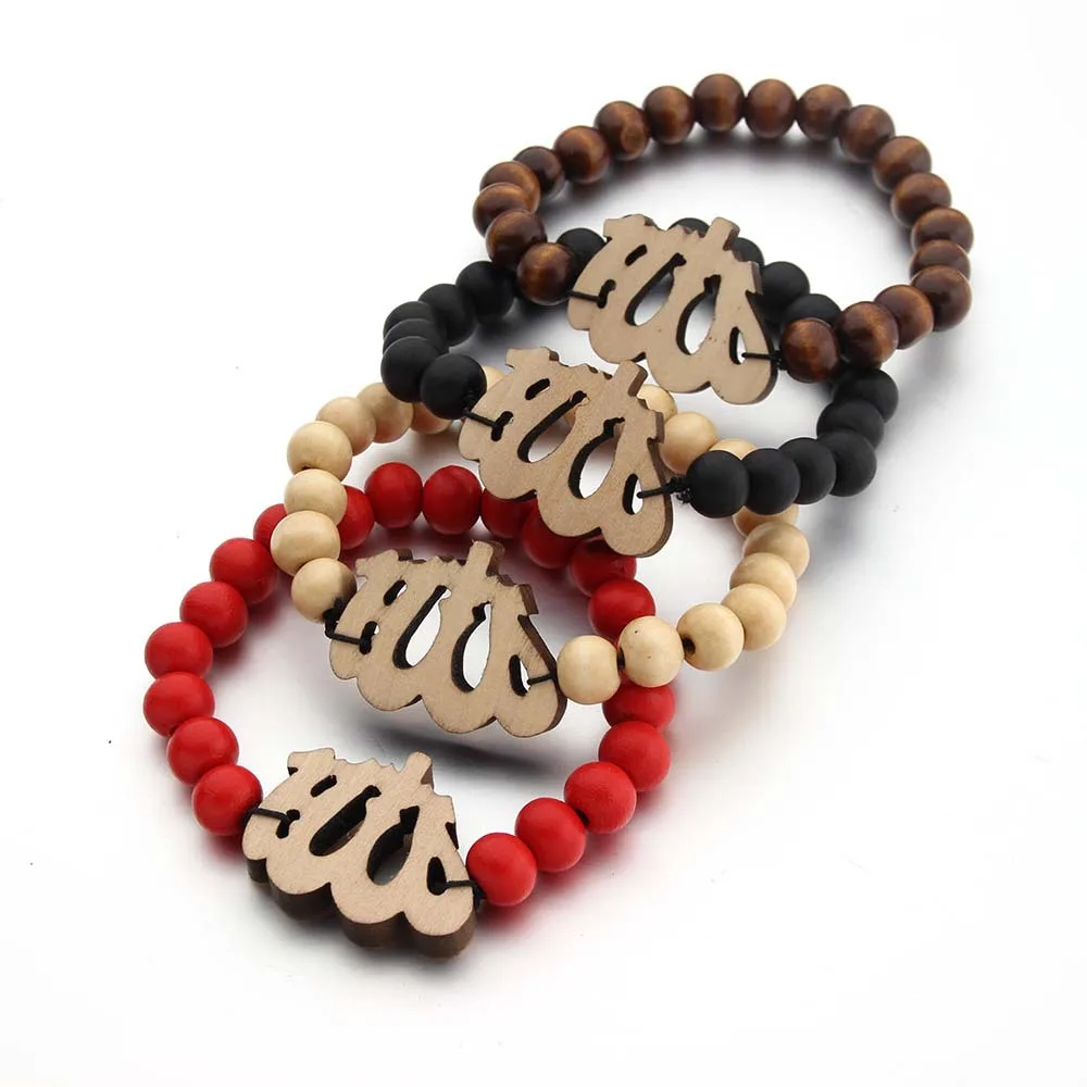 

Hot Sale Bead Wood Bracelet Hiphop bracelet Allah Bracelet Charm, Picture