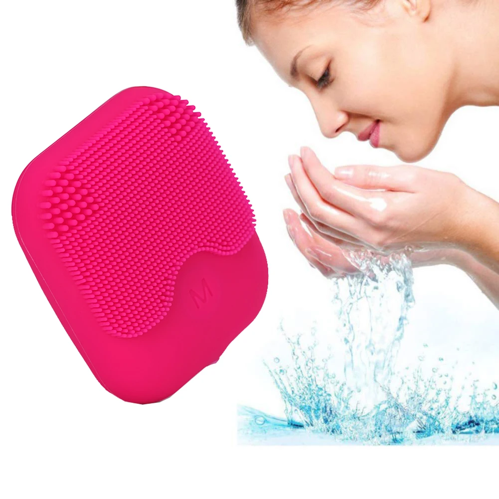 

4 In 1 Rechargeable Face Cleanser Sonic Brush Electric Facial Cleansing Brush, Rose red/pink/blue/purple