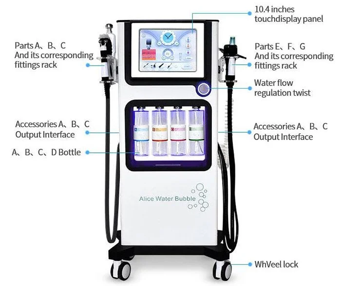 Water Oxygen Jet Face Cleaning Anti Aging Hydro Dermabrasion Ultrasound RF Beauty Hydra Peel Facial Machine  