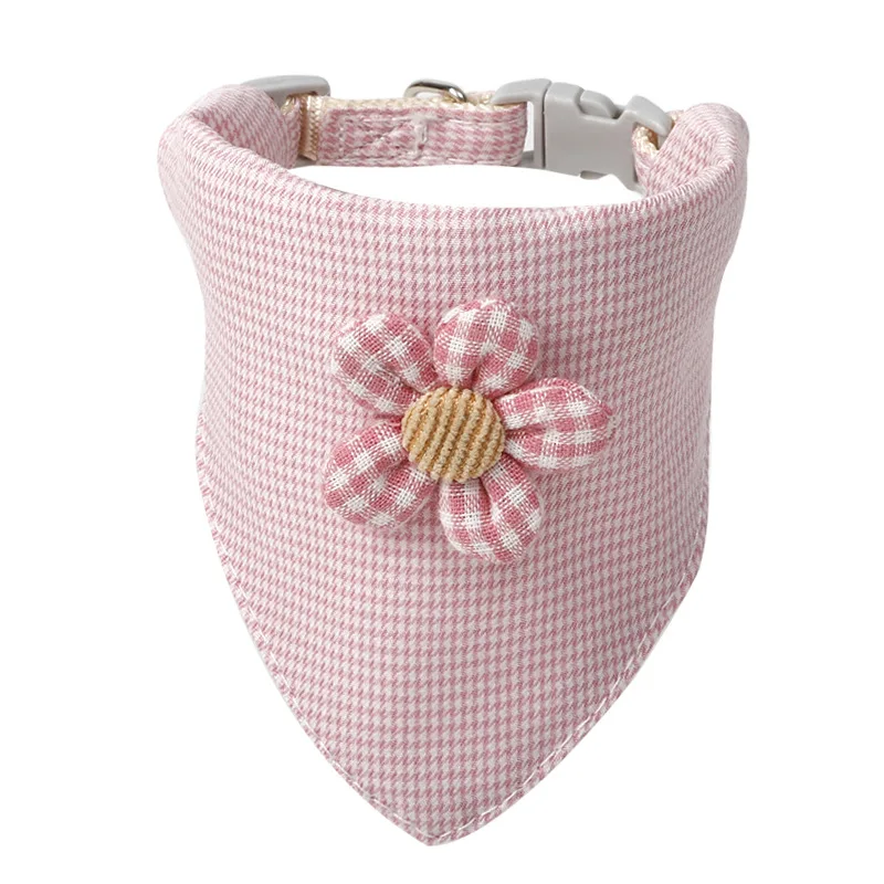 

Wholesale Korean style collar neck set jewelry pet plaid flower triangle scarf collar