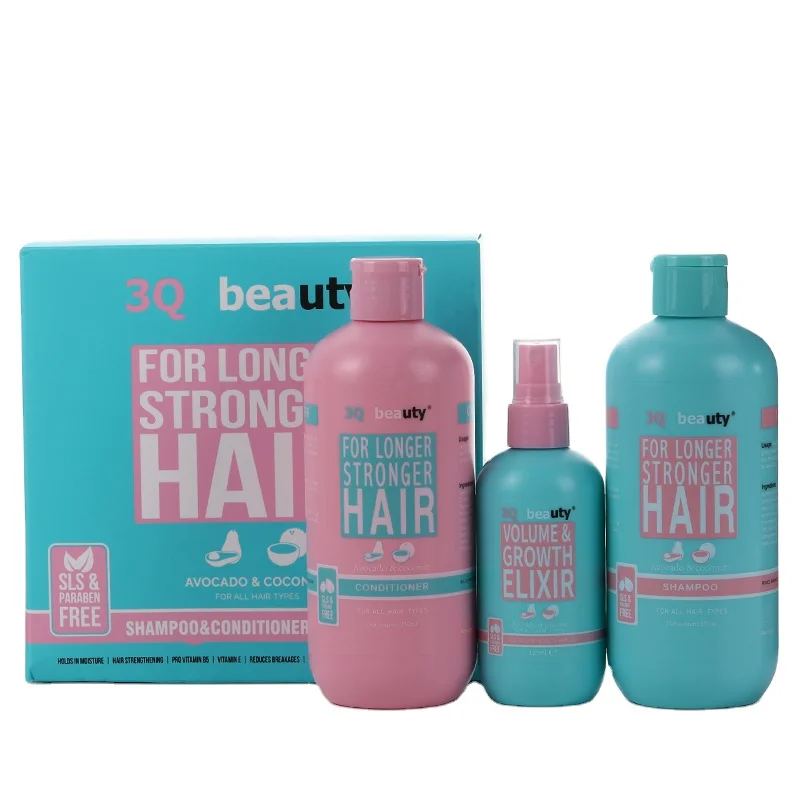 

3Q beauty 3 in 1 smooth fragrance for longer stronger hair shampoo and conditioner private label shampoo and conditioner, Pink and bule 2in1