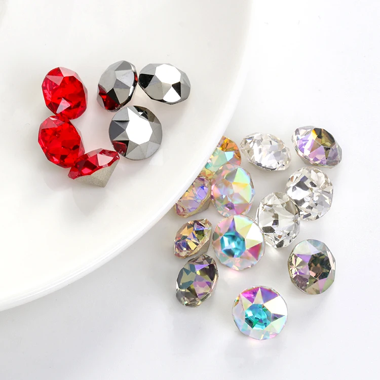 

K9 Glass Crystal Fancy Diamond Stone Pointback Rhinestone for Jewelry Accessories, Light siam/crystal/crystal ab ect