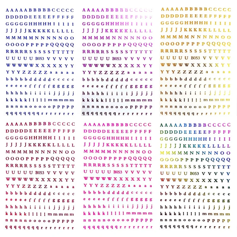 

Paso Sico Popular English Letter 26 A-Z Colorful Gold Silver Effects DIY Nail Art Stickers Decoration