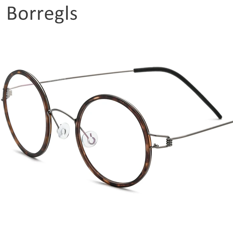 

Borregls Titanium Alloy Glasses Frame Men Women Myopia Optical Ultralight Prescription Eyeglasses Korea Screwless Eyewear 98636