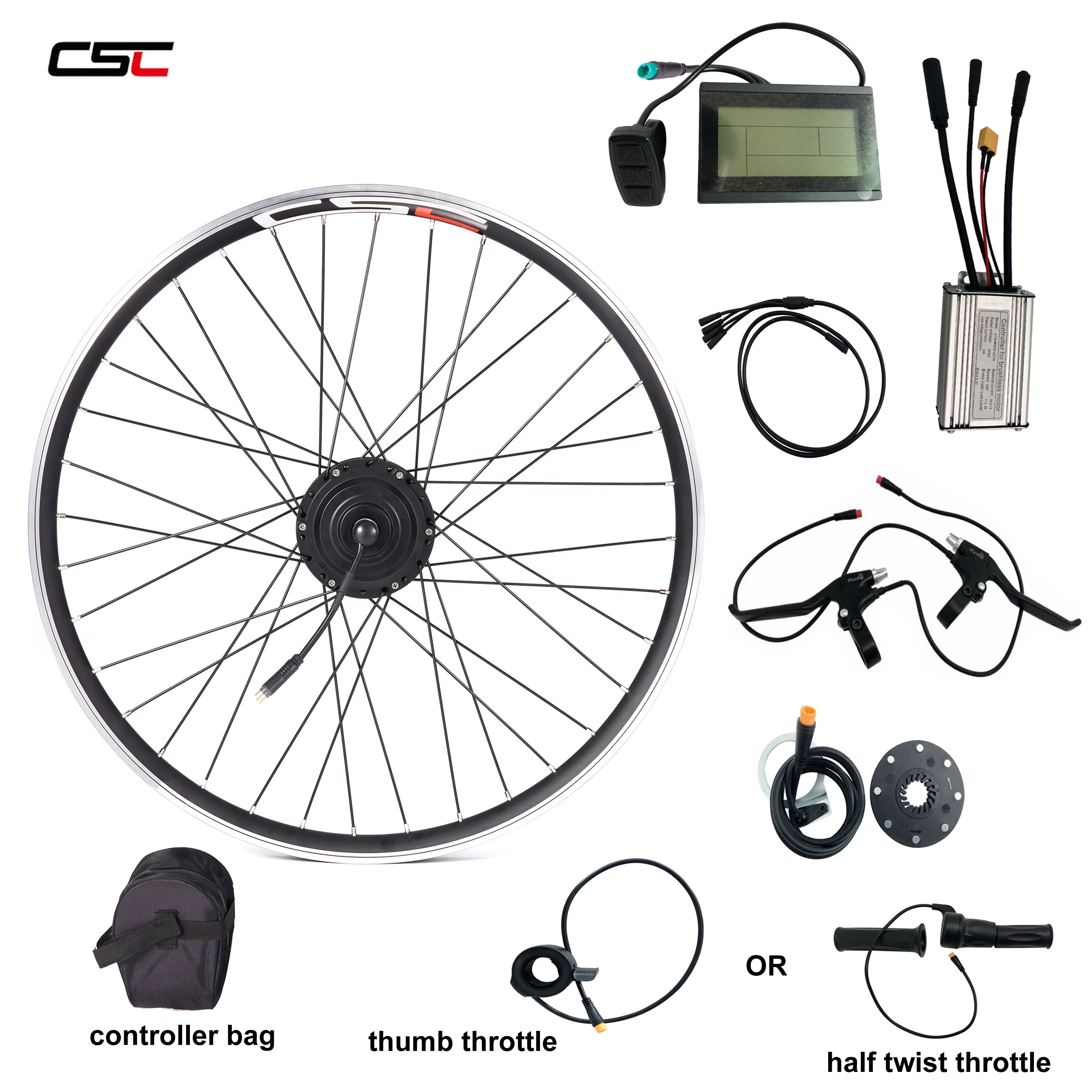 CSC Ebike 36V 250W 350W 500W front or rear hub motor 20inch-29inch electric bike conversion kit with waterproof connector