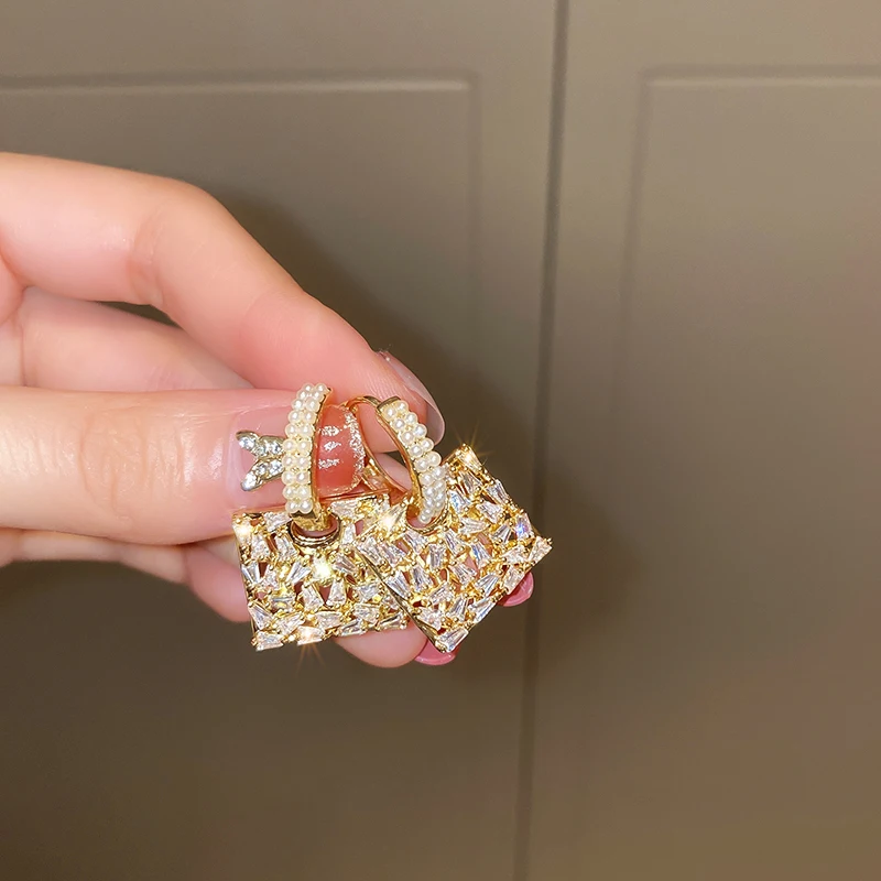 

fashion trendy crystal bag charm earring