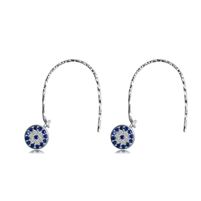 

Fashion Retro 925 Silver Turkish Devil's Evil Eyes Earrings Blue Crystal Eyes Circle Earrings For Women Wedding, As picture