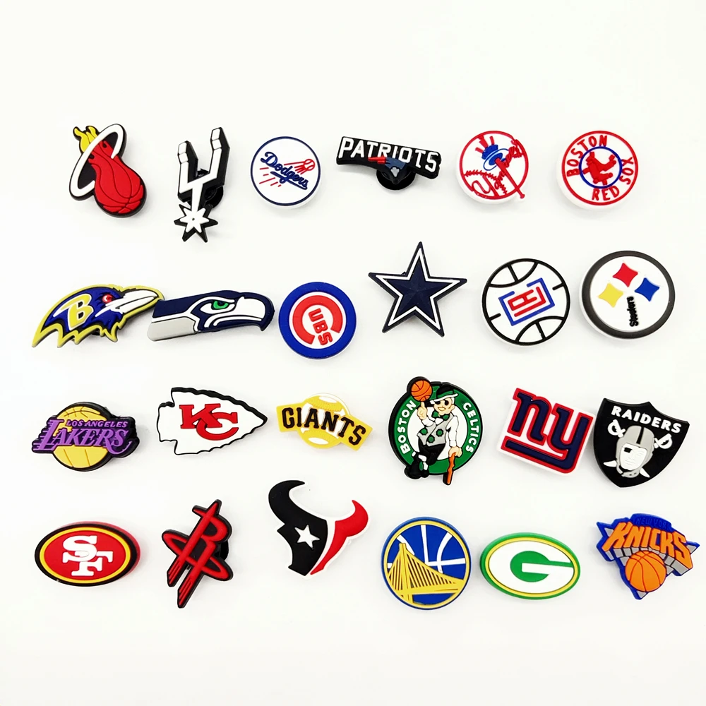 

Manufacturers 2022 wholesale shoe decorations designer shoe charms Sports team Clog Soft PVC croc custom charms, As picture