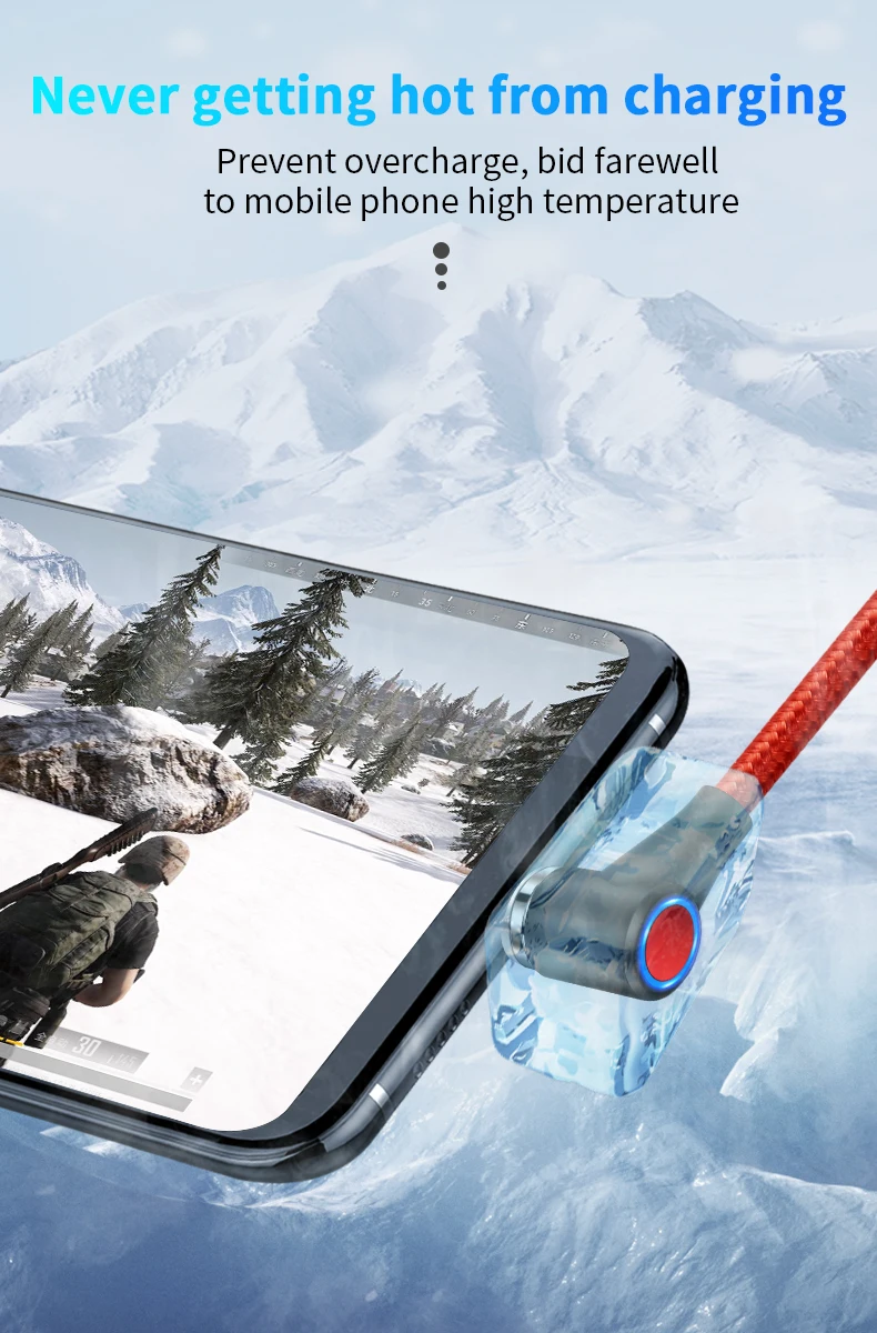Magnetic Charge Cable Right Angle 90 Degree 3A Fast Charger Cord For iPhone - ANKUX.COM