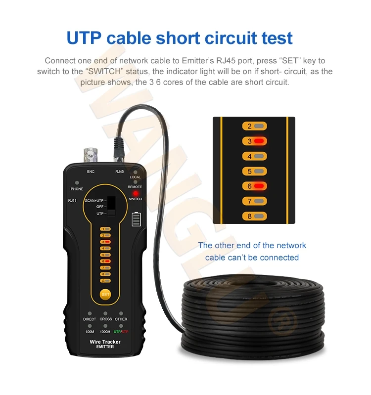 Wanglu Portable Cable Tracer Ct66 Wire Tracer Finder Rj45 Bnc Poe