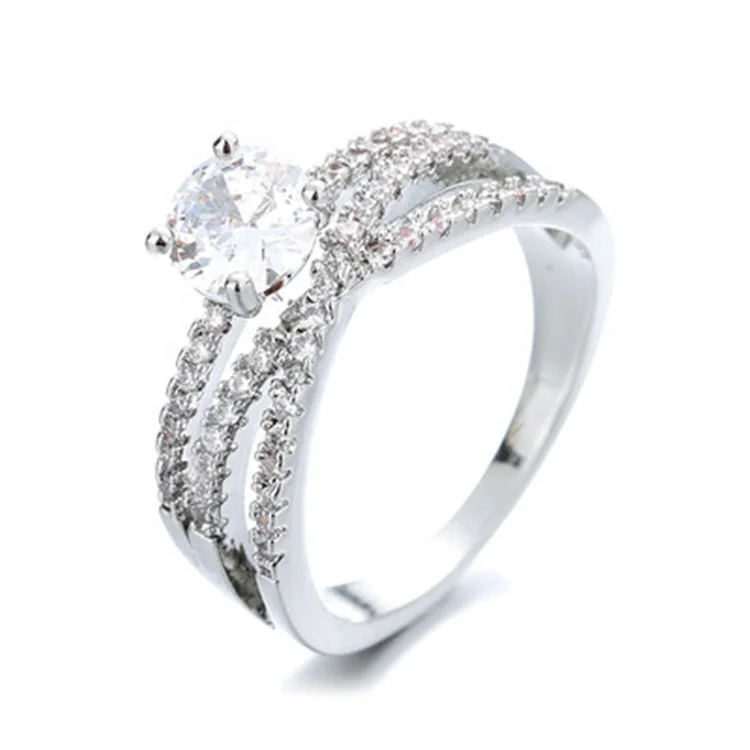

Classic Zircon Women's Ring Fashion Double Cross Ring Creative Personality Exquisite Ring, White