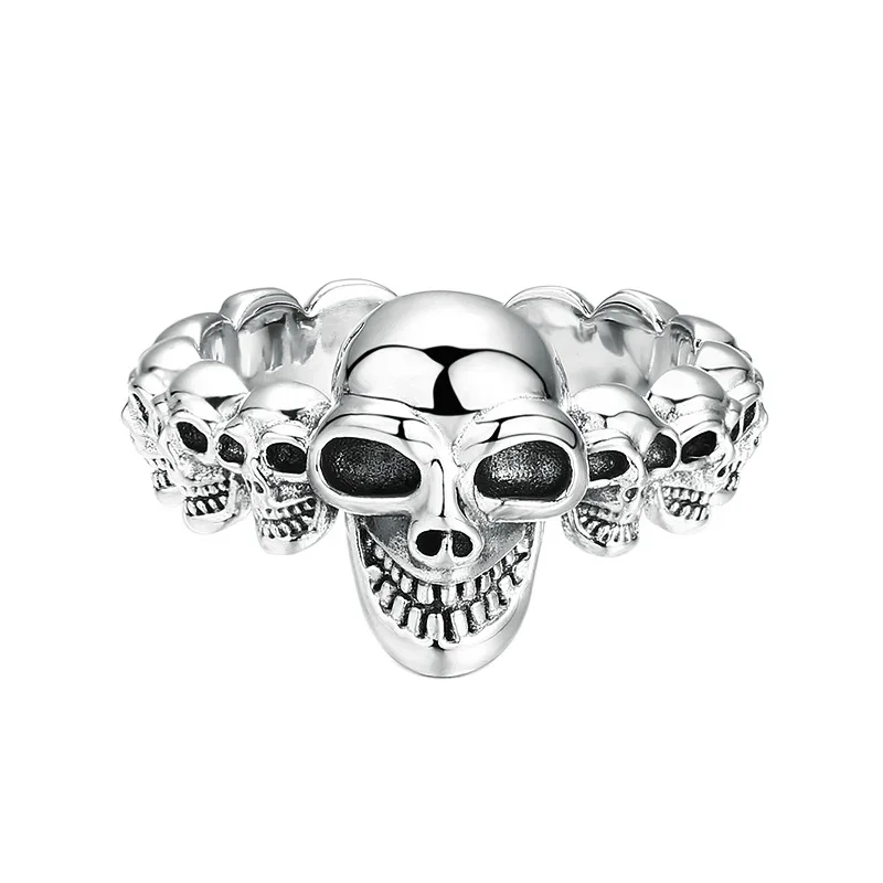 

New Arrival Wholesale S925 Sterling Silver Skull Ring Men and Women Vintage Open Punk Silver Ring Fine Jewelry