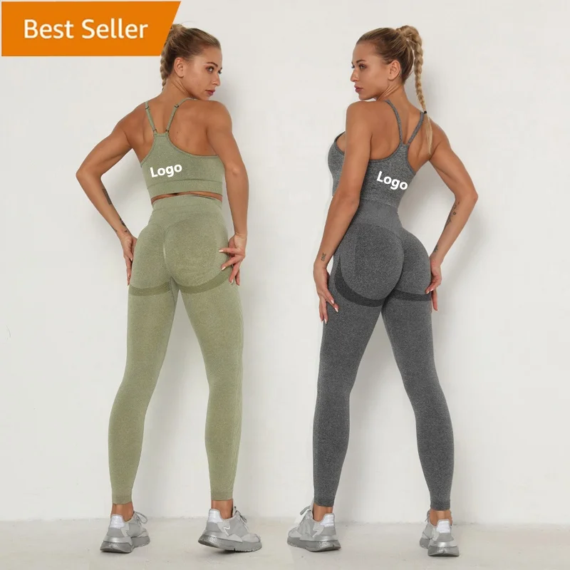 

Dropshipping Women High Waist 2 Piece sets Yoga Leggings and Bras Sportswear Set