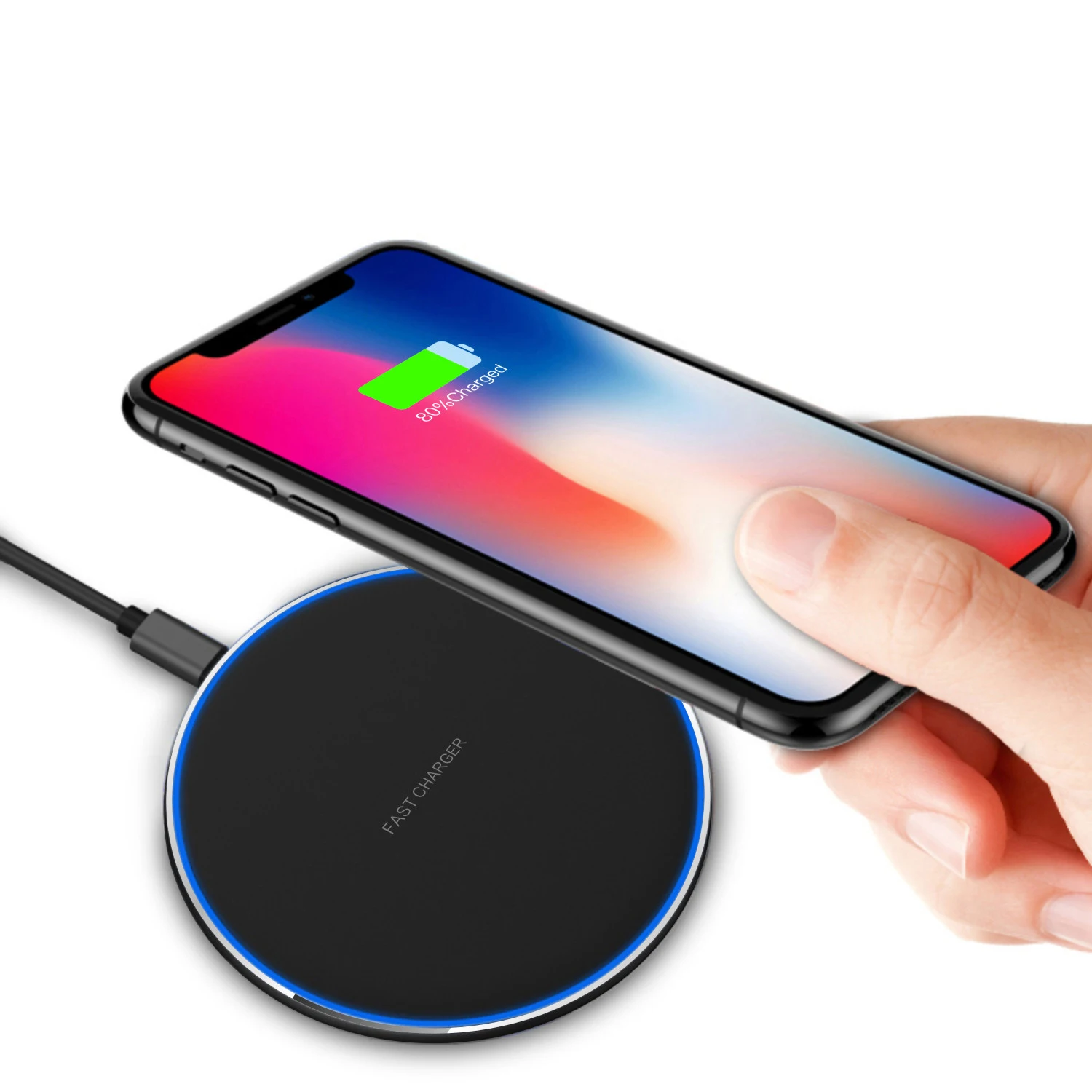 

Amazon Wireless Charger Certified 10W/15W Max Fast Wireless Charging Pad Compatible with iPhone Samsung, Black/white