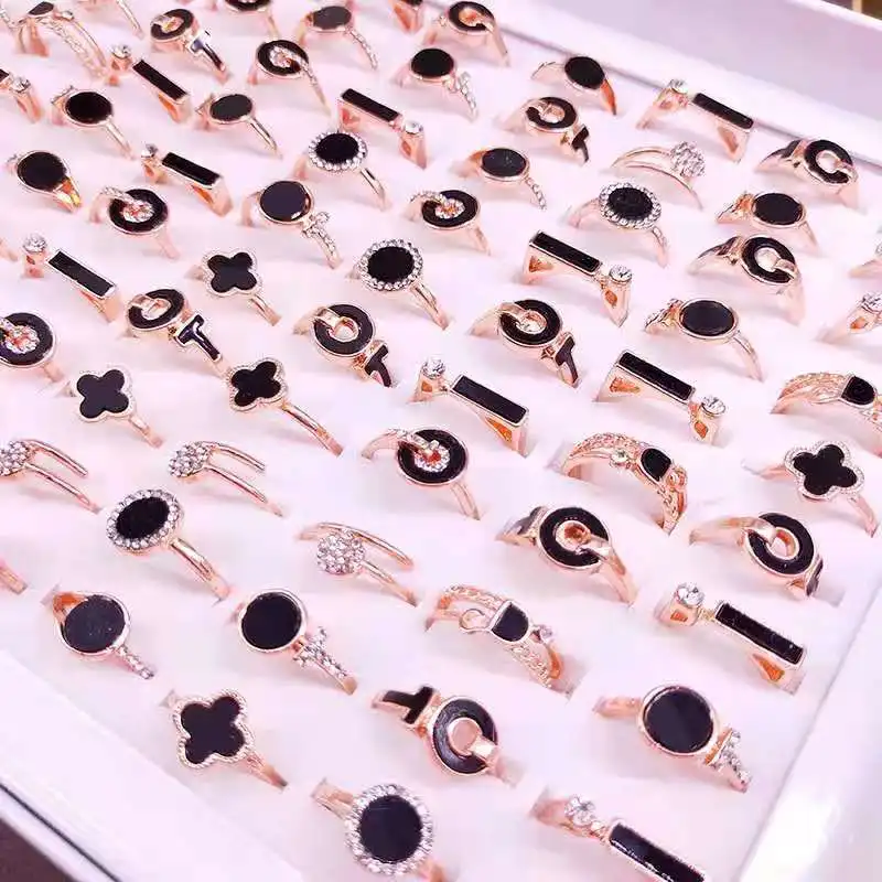 

Wholesale female glamour ring, all kinds of fashionable style ring mixed batch, female Rose Gold Color ring