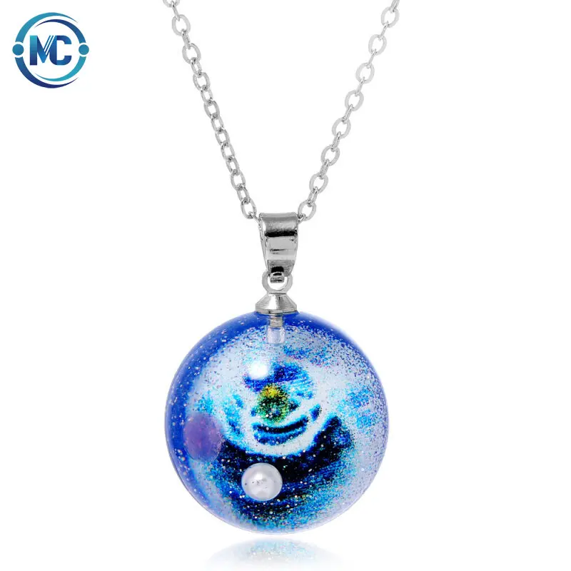 

2021 Hot selling Universe Resin Ball pendant Colorful Star Sky necklace
