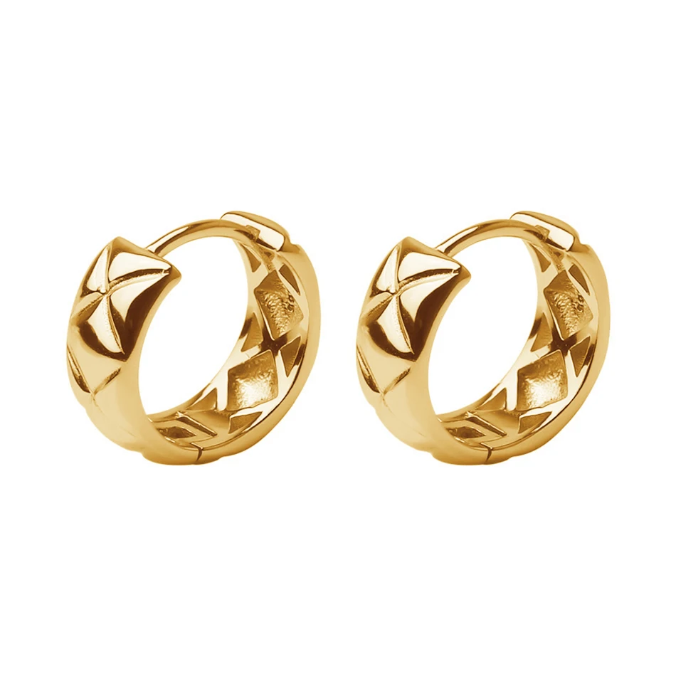 

Wholesale gold jewelry 925 sterling silver 18k gold plated textured hoop earrings women