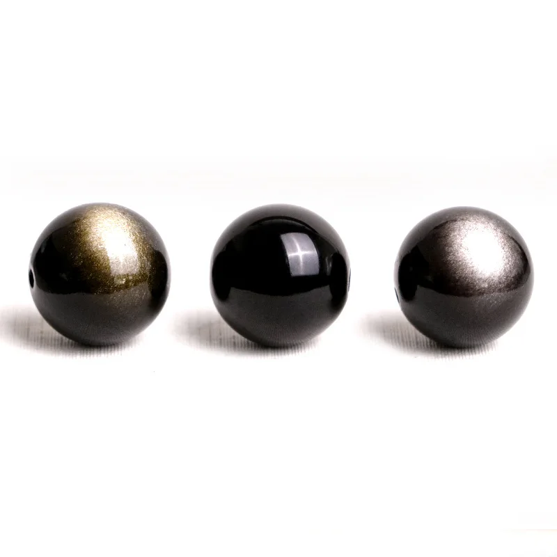 

Good Quality Obsidian 7A Natural gold silver Obsidian loose beads wholesale round beads natural stone beads