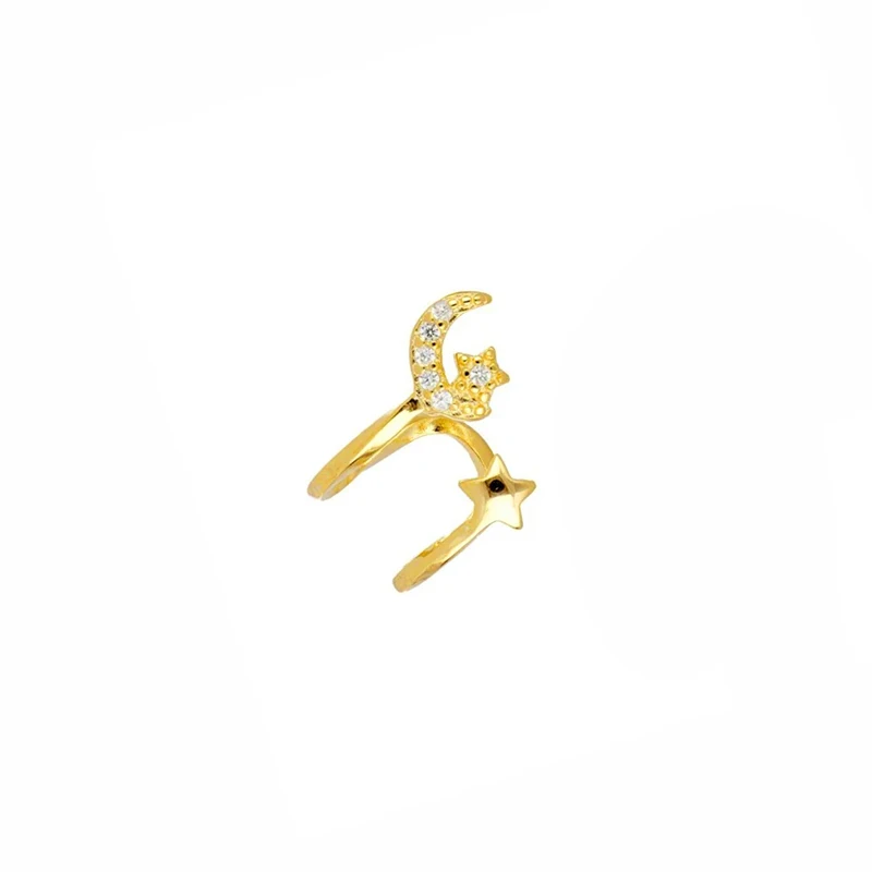 

S925 sterling silver fashion jewelry star and moon diamond clip-on earrings for women