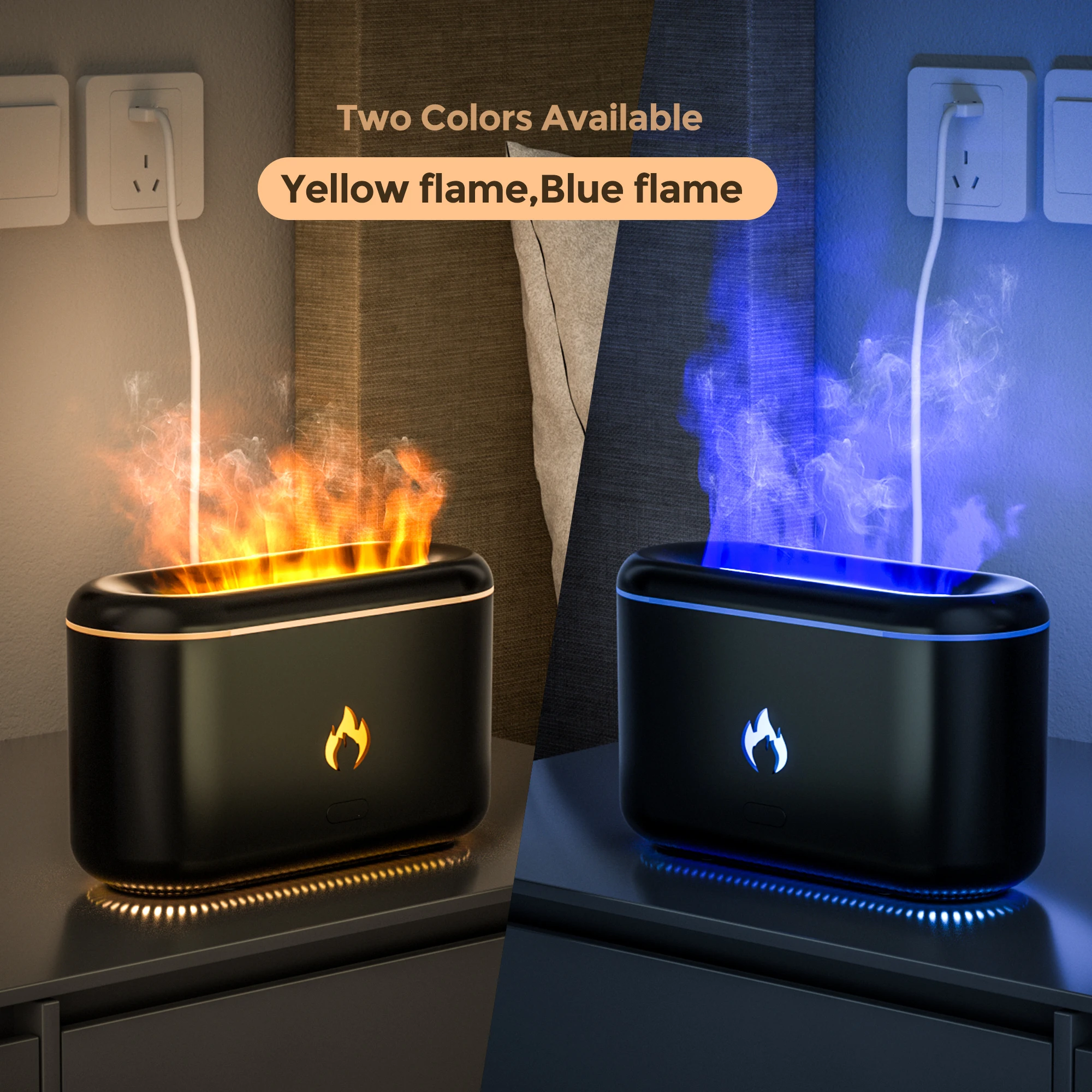 

Wholesale Portable 300ml Led Ultrasonic Home Aroma Diffuser Humidifier With Flame