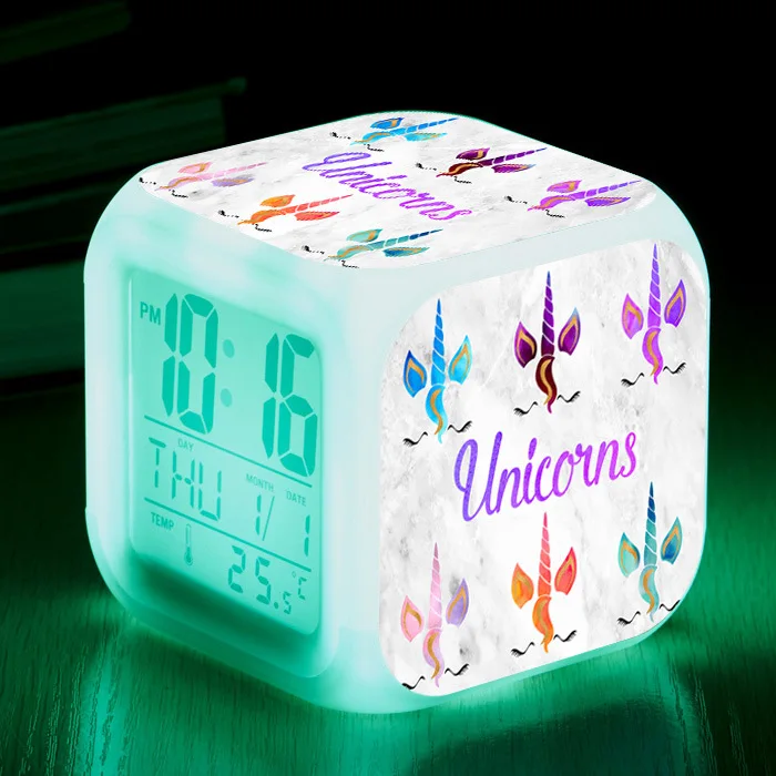 Digital Alarm Clock Light Up With 7 Colours Personalised 3 Photos Added 
