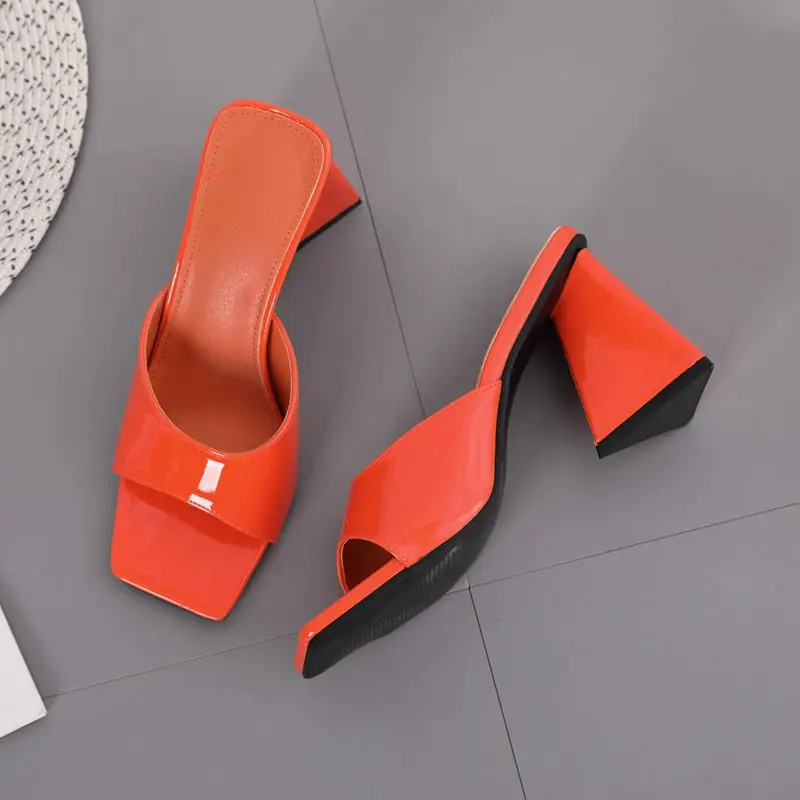 

GX47 7 colors Women Summer Square Toe Slip On Block Heels High Quality Ladies Heel Shoes, As picture or custom