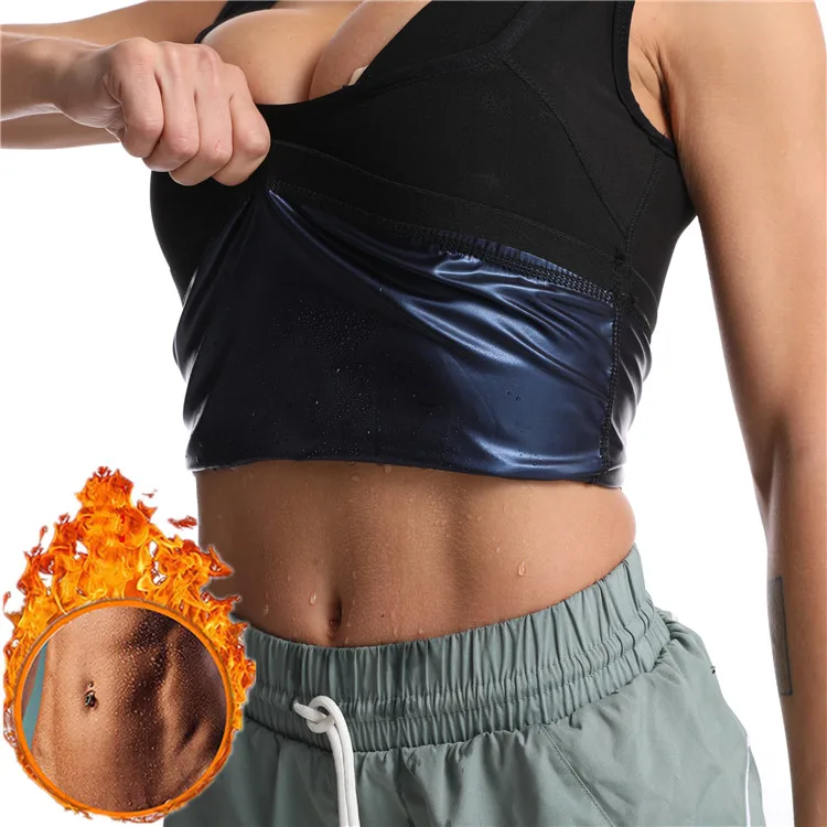 

HOT Slimming Neoprene Tummy Trimmer Hot Sweat Shirt Womens Sauna Sweat Vest For Burning Fat, Black blue