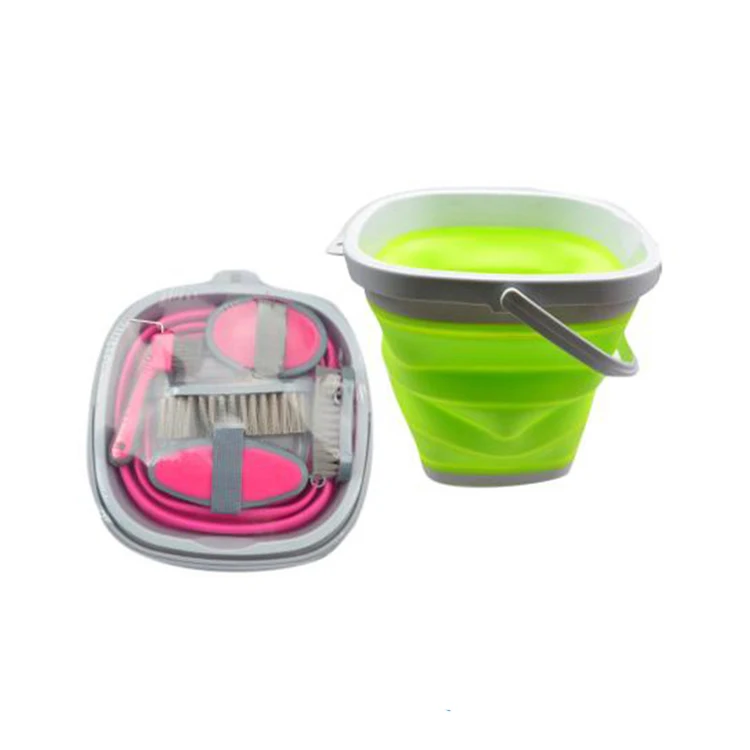 

Foldable Bucket Horse Brush Set Horse Product Wash Brush Grooming Kit Horse Cleaning Tools, Red, blue, black, white, green, orange, brown,pink,etc.