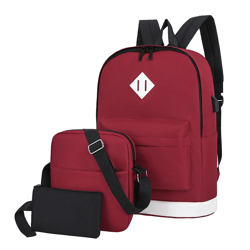 

Hot Sell Unisex School Bags Plain Book Bags Middle School Backpack, 6 colors
