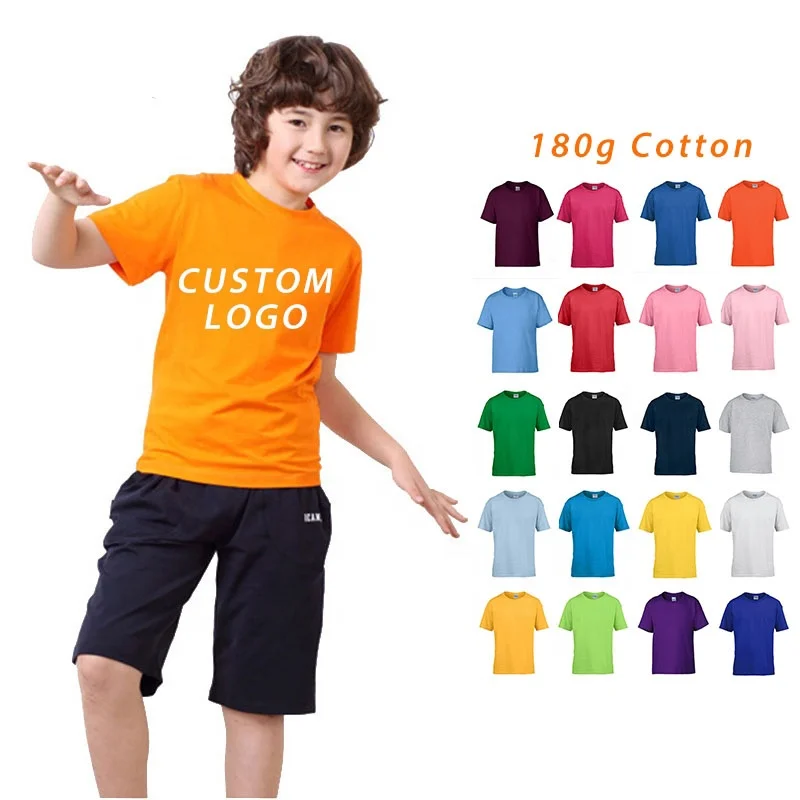 

Breathable Comfortable 100% Cotton Solid Color Custom Logo Pattern T-shirt for Kids Boys Children Customized Clothes Wholesale