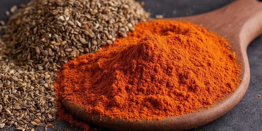 Smoked spices on wooden table