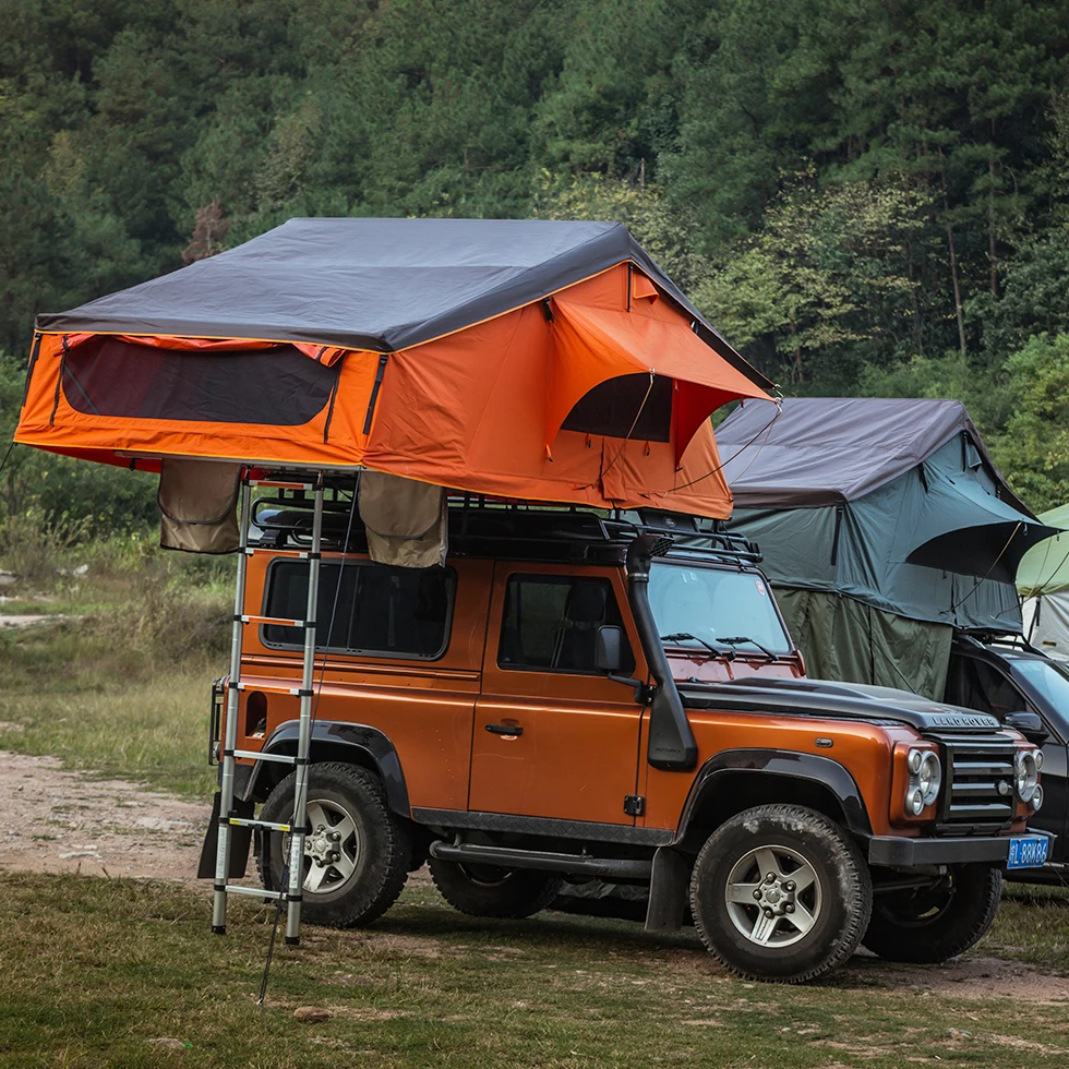 

Amazon hot sell hard lid roof top tent fourgon camping car flat top tent