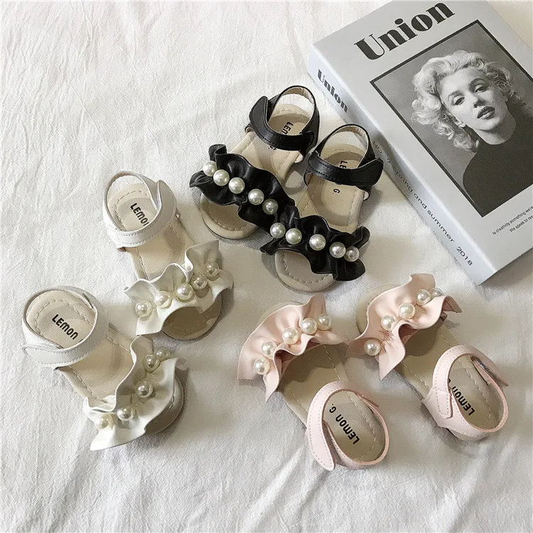 

2021 New Design Summer Kids Pearl Sandal Princess Party Wear Girls Sandals