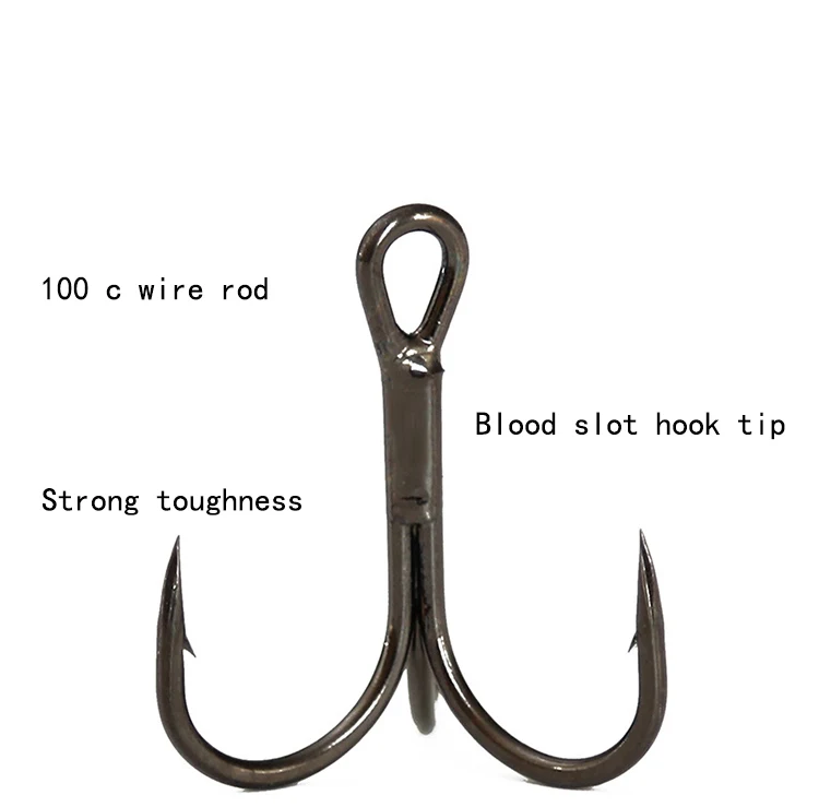 High Carbon Steel Treble Hooks Bulk 3x Overturned Hook Fishing Triple
