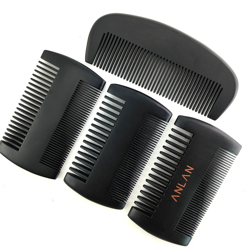 

wholesale best quality mens private label black double-sided pear wood custom beard comb for sale