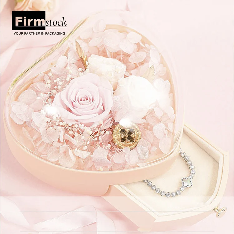 

Ring Boxes Preserved Flower Jewelry Heart Shape Packaging Drawer Luxury Cilinder Hat Box Flowers, Red