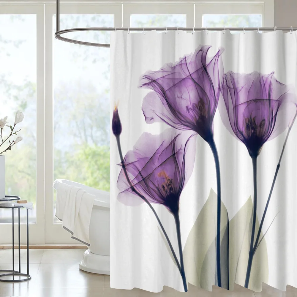 

New Waterproof Mildew Polyester Shower Curtain Thickened Toilet Partition Curtain Bathroom Curtain With Hooks, Picture