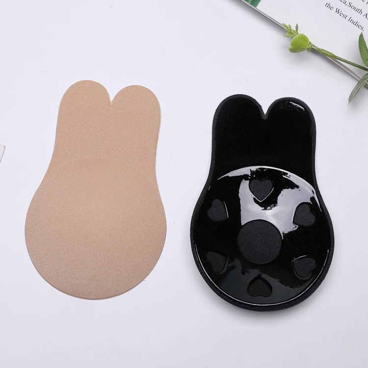 New Product Rabbit Ear Silicone Self Adhesive Push Up Bras Invisible Strapless Lifting Nipple 0949