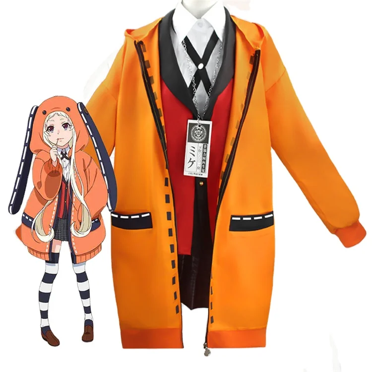 

Kakegurui Compulsive Gambler Orange Rabbit Long Coat Cosplay Costumes Yomotsuki Runa Jacket Robe Anime Costumes