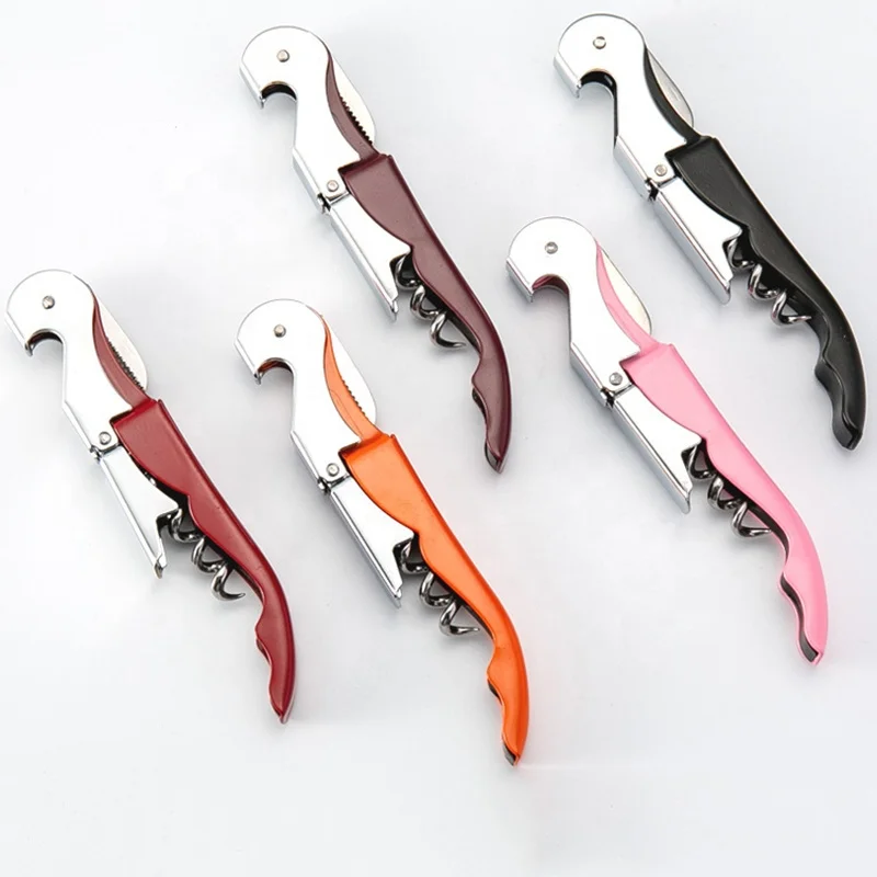 

Custom Logo Stainless Steel Beer Bottle Opener Professional Folding Metal Wine Corkscrew, Red, orange, black, pink, burgundy