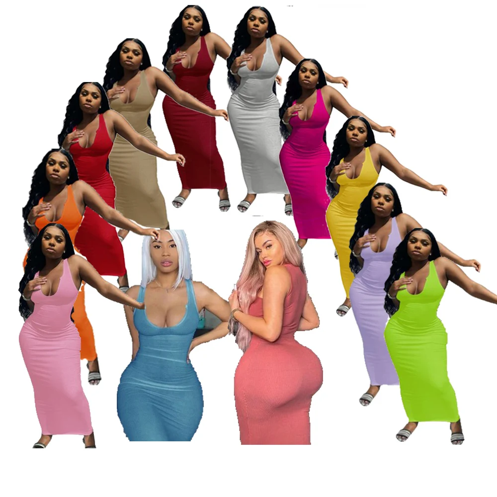 

High quality women clothing casual sexy lady party dress women womens 2021 long v neck dresses club skirt evening dresses, As picture