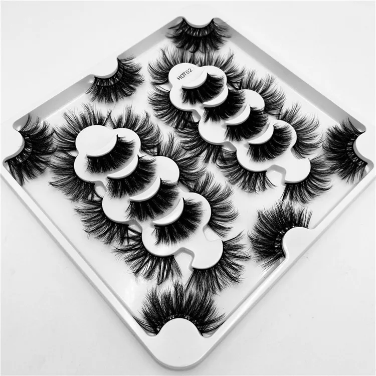 

Hot selling 18 Pairs Pack Faux Mink Synthetic Lashes clear band False Eyelashes Natural Thick Eyelashes Private Label