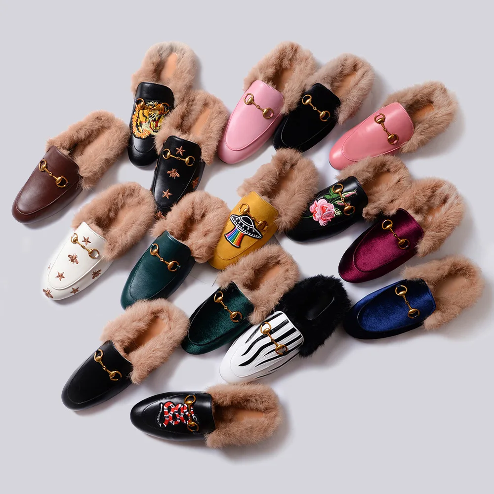 

QIUCHEN QC20189 2021 Women Ladies Winter Real Rabbit Fur Sandals Slides Fashion Fur Mule Slippers, Customized